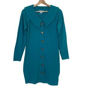 Compagnie Internationale Express Vintage Turquoise Sweater Dress Size L